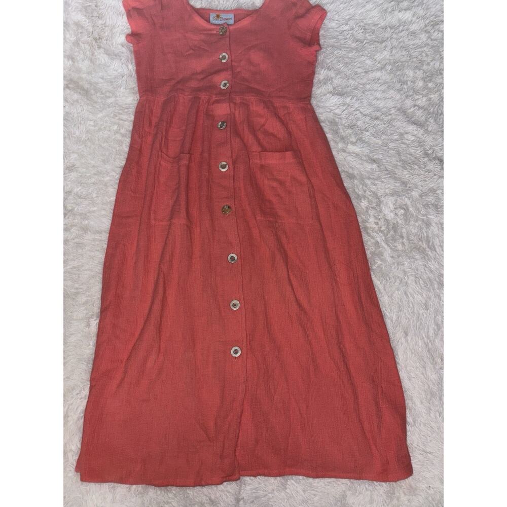 Sun Showers women's sz. S coral button/front pocket gauze dress. Runs big
